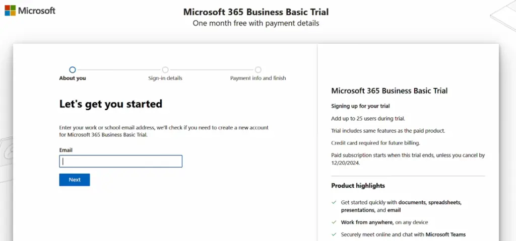 Setup an account.