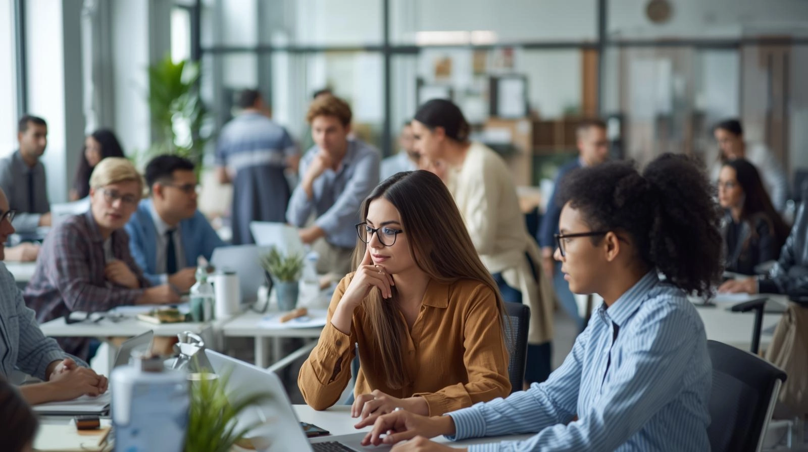 generate professional image of people working in office