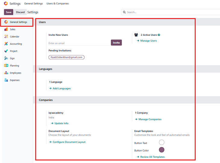 Set-Up & organization Profile