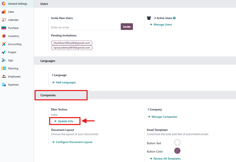 Set-Up & organization Profile