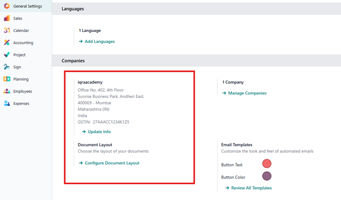 Set-Up & organization Profile
