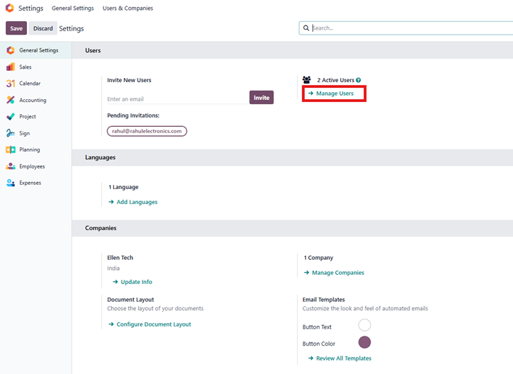 Set-Up & organization Profile