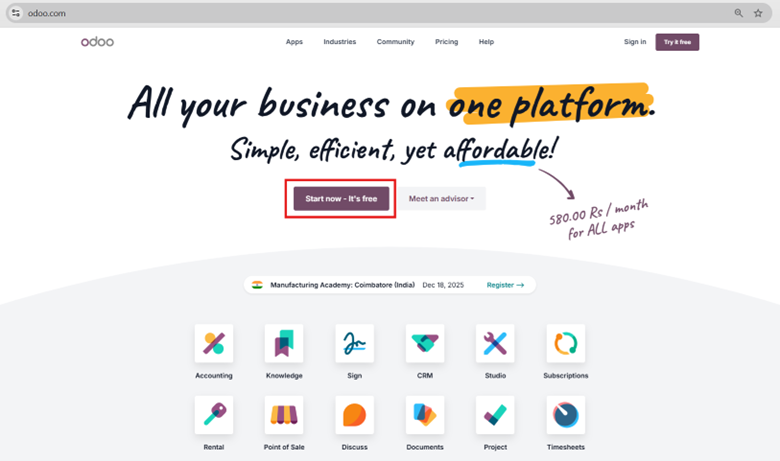 Getting Started: Free Trial ODOO ERP